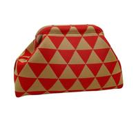 Generico Women's Clutch Handbag | Nylon Polyester Crochet Craft 30x9x20cm Lightweight 220g Woven Construction | Dumpling Shape Triangular Striped Texture Wrist Carry Purse | Summer Beach Leisure, Red