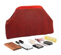 Generico Women's Clutch Handbag | Nylon Polyester Crochet Craft 30x9x20cm Lightweight 220g Woven Construction | Dumpling Shape Triangular Striped Texture Wrist Carry Purse | Summer Beach Leisure