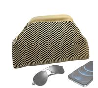 Generico Women's Clutch Handbag | Nylon Polyester Crochet Craft 30x9x20cm Lightweight 220g Woven Construction | Dumpling Shape Triangular Striped Texture Wrist Carry Purse | Summer Beach Leisure
