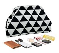 Generico Women's Clutch Handbag | Nylon Polyester Crochet Craft 30x9x20cm Lightweight 220g Woven Construction | Dumpling Shape Triangular Striped Texture Wrist Carry Purse | Summer Beach Leisure