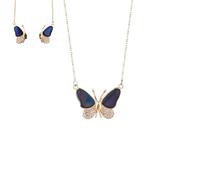 Genérico Women's Color Changing Butterfly Necklace, Temperature Sensing Color Changing Butterfly Pendant Necklace,Butterfly Zirconia Pendant with Magnetic Clasp (A)