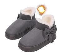 Genérico Women's Comfortable Winter Warm Slip On Orthopedic Short Boots, Winter Bow Plush Snow Ankle Boots for Outdoor Walking (Gray,44)