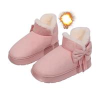 Genérico Women's Comfortable Winter Warm Slip On Orthopedic Short Boots, Winter Bow Plush Snow Ankle Boots for Outdoor Walking (Pink,44)