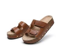 Genérico Women's Cork Platform Sandals, Flatform Slides Footbed Slippers, Fashionable Thick Soled Mats, Comfortable Dressy Summer Casual Walking Wedges, Open Toe Beach Shoes (Brown,39)