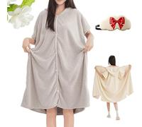 Genérico Women's Cosy Hooded Textured Grid Bathrobe, New Plush Hooded Robes for Women, Soft and Quick-Drying (Gray)