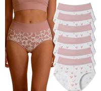 Genérico Women's Cotton Panties - 6 Pack Cute Love Print Briefs with Stretchy Waistband & Double Layer Crotch Soft Breathable Underwear (#2,L)