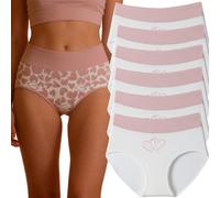 Genérico Women's Cotton Panties - 6 Pack Cute Love Print Briefs with Stretchy Waistband & Double Layer Crotch Soft Breathable Underwear (#7,L)