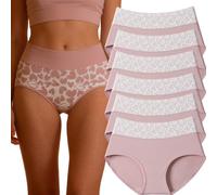 Genérico Women's Cotton Panties - 6 Pack Cute Love Print Briefs with Stretchy Waistband & Double Layer Crotch Soft Breathable Underwear (#6,5XL)