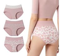 Genérico Women's Cotton Panties-Cute Love Print Briefs,Soft Breathable Stretchy High Waistband with Double Layer Crotch Underwears (FR/ES, Letras, L, Regular, Regular, 3C)