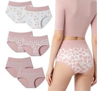 Genérico Women's Cotton Panties-Cute Love Print Briefs,Soft Breathable Stretchy High Waistband with Double Layer Crotch Underwears (FR/ES, Letras, XL, Regular, Regular, 6F)