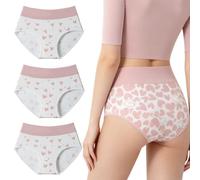 Genérico Women's Cotton Panties-Cute Love Print Briefs,Soft Breathable Stretchy High Waistband with Double Layer Crotch Underwears (FR/ES, Letras, 4XL, Regular, Regular, 3A)
