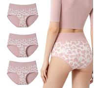 Genérico Women's Cotton Panties-Cute Love Print Briefs,Soft Breathable Stretchy High Waistband with Double Layer Crotch Underwears (FR/ES, Letras, L, Regular, Regular, 3B)
