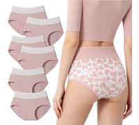 Genérico Women's Cotton Panties-Cute Love Print Briefs,Soft Breathable Stretchy High Waistband with Double Layer Crotch Underwears (FR/ES, Letras, S, Regular, Regular, 6G)