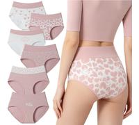Genérico Women's Cotton Panties-Cute Love Print Briefs,Soft Breathable Stretchy High Waistband with Double Layer Crotch Underwears (FR/ES, Letras, M, Regular, Regular, 6E)
