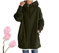 Genérico Women's Cozy Winter Oversized Pullover Hoodie with Pocket - Warm for Casual, Travel & Giftings (Army Green,L)
