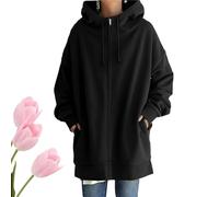 Genérico Women's Cozy Winter Oversized Pullover Hoodie with Pocket - Warm for Casual, Travel & Giftings (Black,4XL)