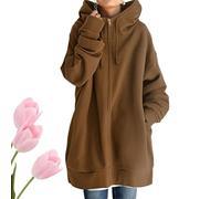 Genérico Women's Cozy Winter Oversized Pullover Hoodie with Pocket - Warm for Casual, Travel & Giftings (Brown,5XL)