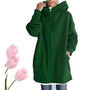Genérico Women's Cozy Winter Oversized Pullover Hoodie with Pocket - Warm for Casual, Travel & Giftings (Dark Green,3XL)