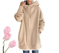 Genérico Women's Cozy Winter Oversized Pullover Hoodie with Pocket - Warm for Casual, Travel & Giftings (Khaki,L)