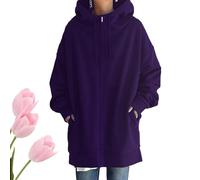 Genérico Women's Cozy Winter Oversized Pullover Hoodie with Pocket - Warm for Casual, Travel & Giftings (Purple,3XL)