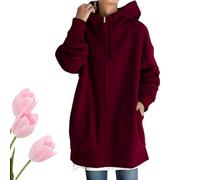 Genérico Women's Cozy Winter Oversized Pullover Hoodie with Pocket - Warm for Casual, Travel & Giftings (Wine Red,XXL)