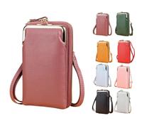 Genérico Women's Crossbody Wallet with Cell Phone Pocket Sling Cross-Body Wallet Stylish PU Leather Crossbody Phone Purse (Dark Pink)