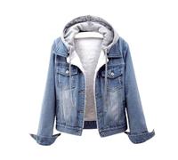 Genérico Womens Denim Hooded Sweatshirts Oversized Detachable Casual Jean Jacket Hoodie Coats with Front Pockets 2026 New (Light Blue (Velvet),L)