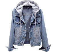 Genérico Womens Denim Hooded Sweatshirts Oversized Detachable Casual Jean Jacket Hoodie Coats with Front Pockets 2026 New (Light Blue,XL)