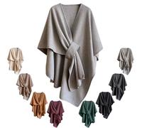 Genérico Women'S Elegant Shawl Wraps,Soft Open Front Poncho Sweater For Spring Fall Winter,Warm Outerwear,Indoor,Office Wear,Stylish (Light Grey)