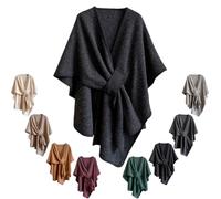 Genérico Women'S Elegant Shawl Wraps,Soft Open Front Poncho Sweater For Spring Fall Winter,Warm Outerwear,Indoor,Office Wear,Stylish (Black)