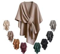 Genérico Women'S Elegant Shawl Wraps,Soft Open Front Poncho Sweater For Spring Fall Winter,Warm Outerwear,Indoor,Office Wear,Stylish (Camel)