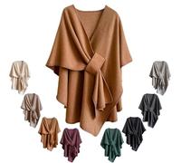 Genérico Women'S Elegant Shawl Wraps,Soft Open Front Poncho Sweater For Spring Fall Winter,Warm Outerwear,Indoor,Office Wear,Stylish (Brown)