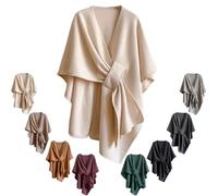 Genérico Women'S Elegant Shawl Wraps,Soft Open Front Poncho Sweater For Spring Fall Winter,Warm Outerwear,Indoor,Office Wear,Stylish (Beige)