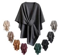 Genérico Women'S Elegant Shawl Wraps,Soft Open Front Poncho Sweater For Spring Fall Winter,Warm Outerwear,Indoor,Office Wear,Stylish (Dark Grey)