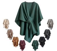 Genérico Women'S Elegant Shawl Wraps,Soft Open Front Poncho Sweater For Spring Fall Winter,Warm Outerwear,Indoor,Office Wear,Stylish (Green)