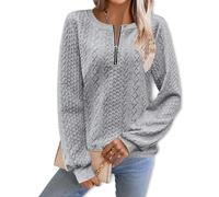 Genérico Women's Elegant Snake Print Zip-Up, Long Sleeve Round Neck Casual Pullover, Fashionable and Versatile (Gray,XL)