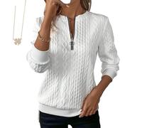 Genérico Women's Elegant Snake Print Zip-Up Sweatshirt Long Sleeve Round Neck Casual Pullover, Chikalabs Tunic for Woman (White,M)