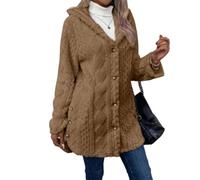 Genérico Women's Fall Winter Warm Fashion Jacquard Hooded Cardigan Long Sleeve Coat, for Daily Wear (Color4,5XL)