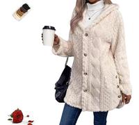 Genérico Women's Fall Winter Warm Fashion Jacquard Hooded Cardigan Long Sleeve Coat, Women's Fall Winter Warm Fashion Hooded (White,M)