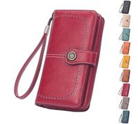 Genérico Women's Fashion Zipper Wallet, Card Holder Zipper for Women (Red)