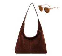 Genérico Women's Faux Suede Handbags, Large Capacity Casual Hobo Shoulder Bag, Vintage Slouchy Tote Bags for Travel Office Work