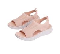Genérico Women's Flat Sandals Mesh Open Toe Elastic Slip on Slingback Comfort Casual Walking Sandals Washable Orthopedic Slide Sport Sandals Gladiator Outdoor Shoes (Pink,42)