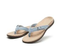 Genérico Women's Flip Flops Casual Summer Sandals, Walking Beach Shoes with Arch Support Orthotic for Flat Feet,Orthopedic Heel Pain Relief. (Light Blue,38)