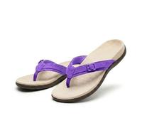 Genérico Women's Flip Flops Casual Summer Sandals, Walking Beach Shoes with Arch Support Orthotic for Flat Feet,Orthopedic Heel Pain Relief. (Purple,36)