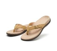 Genérico Women's Flip Flops Casual Summer Sandals, Walking Beach Shoes with Arch Support Orthotic for Flat Feet,Orthopedic Heel Pain Relief. (Yellow,42)