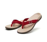 Genérico Women's Flip Flops Casual Summer Sandals, Walking Beach Shoes with Arch Support Orthotic for Flat Feet,Orthopedic Heel Pain Relief. (Red,37)