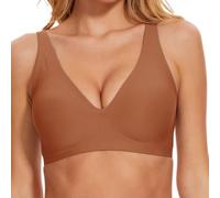 Genérico Womens Jelly Wireless Bra Leopard Print Deep V Push Up Seamless Full Coverage Supportive Sports Bras for Everyday Wear (Coffee,L)