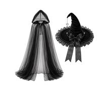 Genérico Women's Lace Witch Cape, Lightweight Costume Cloak For Halloween