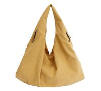 Genérico Women's Large Capacity Corduroy Handbag, Solid Color Casual Shoulder Bag, Soft Fabric Daily Carryall Purse (Yellow)