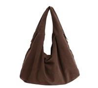 Genérico Women's Large Capacity Corduroy Handbag, Solid Color Casual Shoulder Bag, Soft Fabric Daily Carryall Purse (Brown)